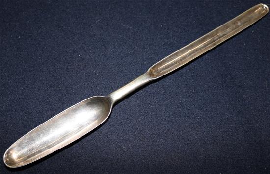 A George III Irish silver marrow scoop, 8.75in.